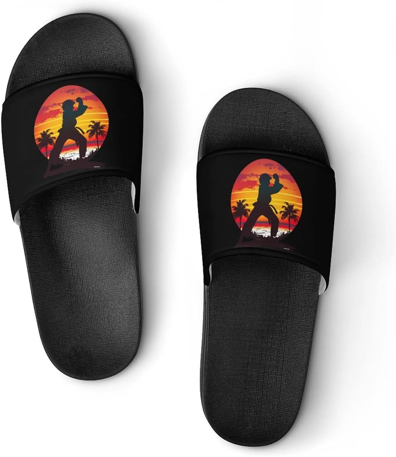 Jiu Jitsu Sunset 70s Vintage Unisex Shower Shoes House Slippers Non-Slip Indoor Bathroom Shoes for Pool Beach 38 (240mm)
