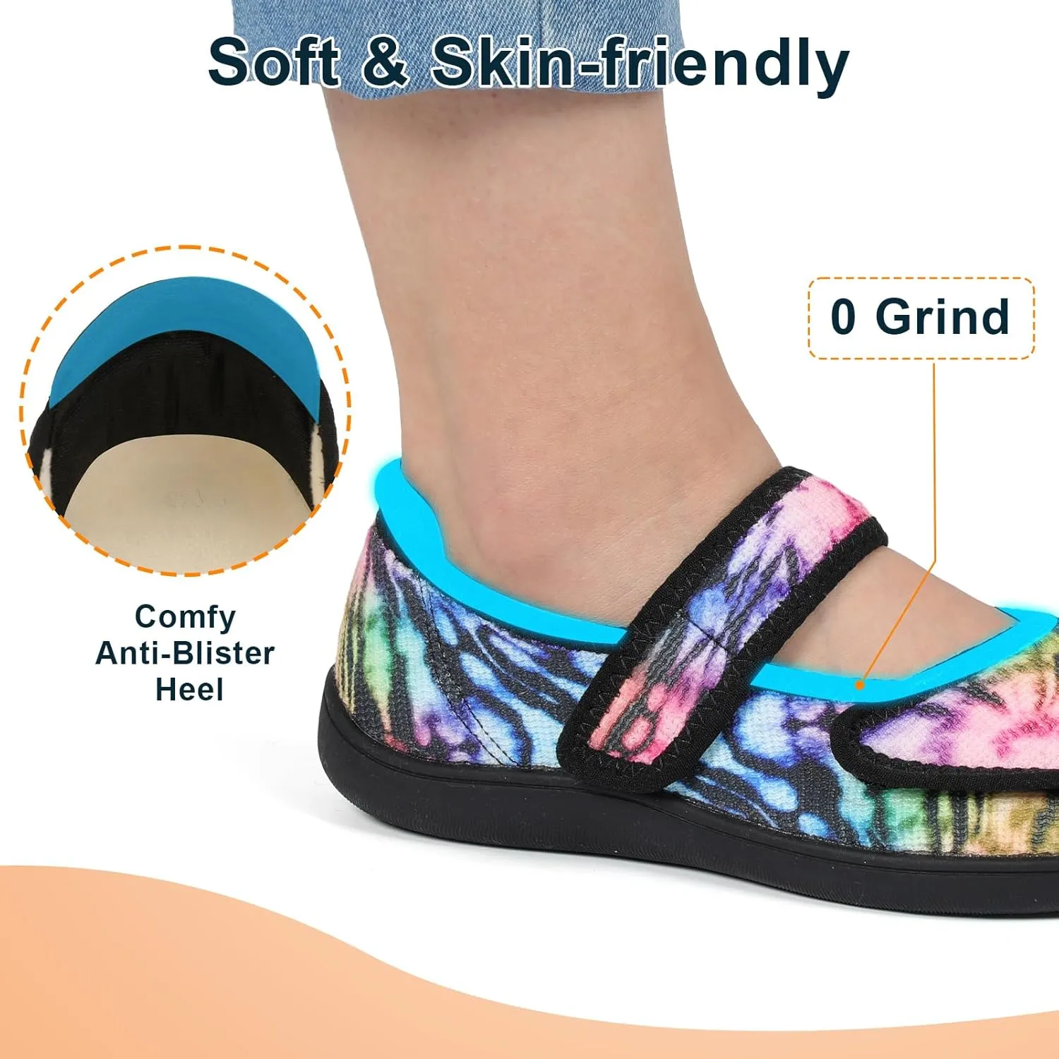 JOINFREE Womens Wide Diabetic Slippers Adjustable Comfort House Shoes Extra Wide Width Edema Swollen Arthritis Bedroom Slipper Indoor Outdoor