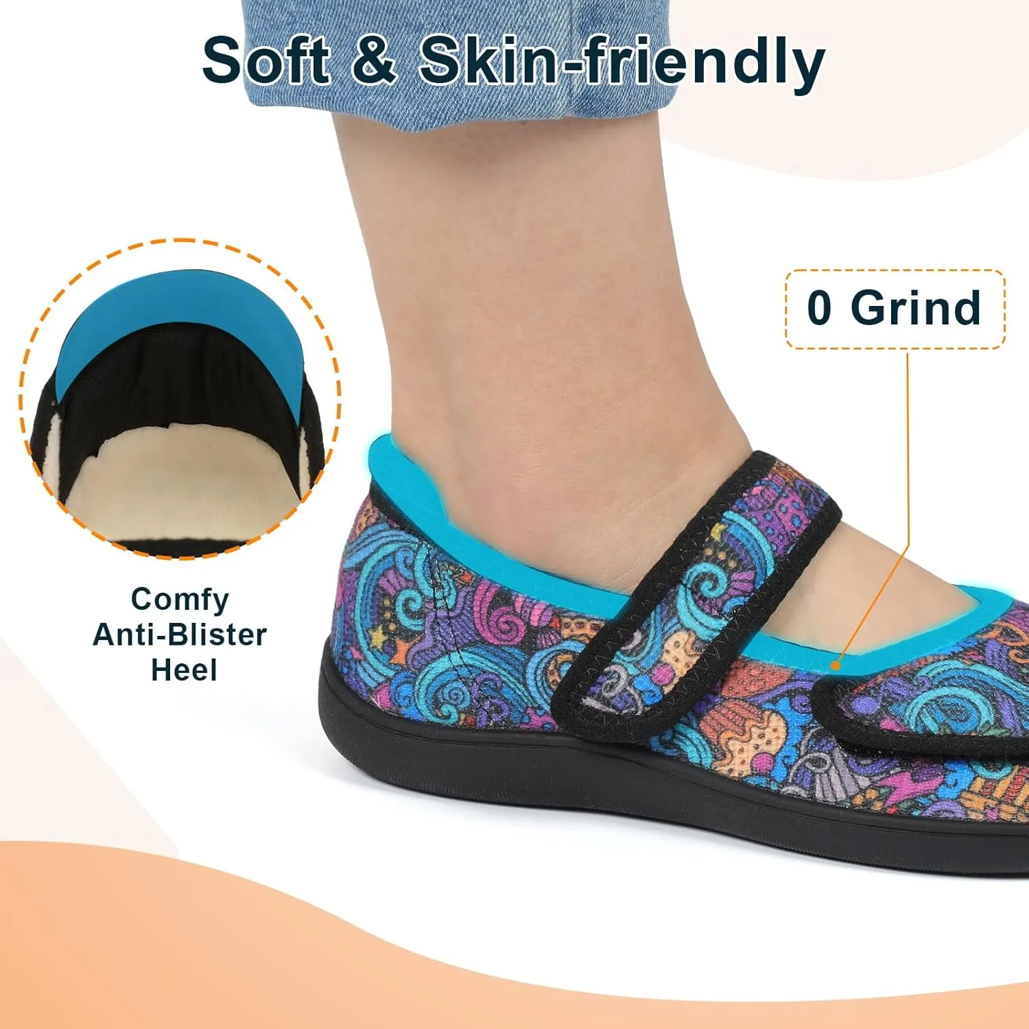 JOINFREE Womens Wide Diabetic Slippers Adjustable Comfort House Shoes Extra Wide Width Edema Swollen Arthritis Bedroom Slipper Indoor Outdoor