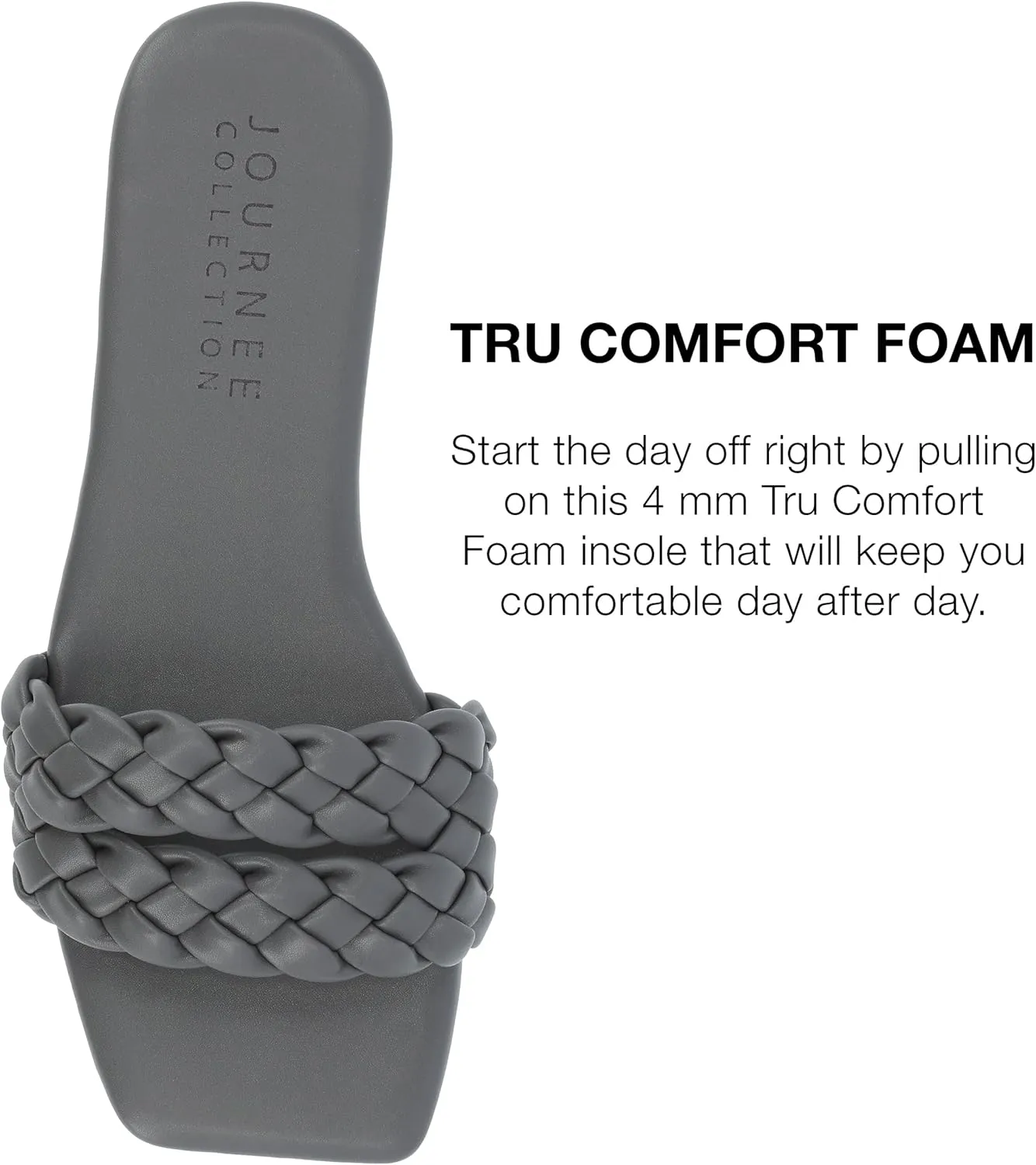 Journee Braided Open Square Toe Banded Flat Slip On Padded Sawyerr Casual Fashion Woven Slide Sandals