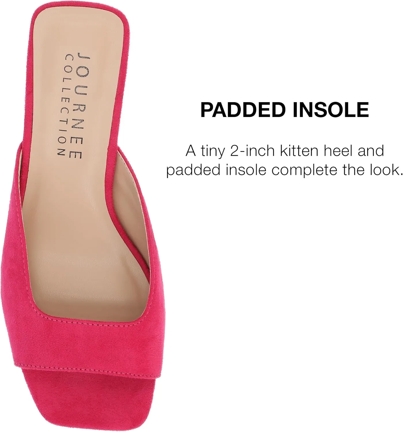 Journee Square Open Toe Kitten Heel Pump for Women - Larna Slip-On Heeled Fashion Sandal