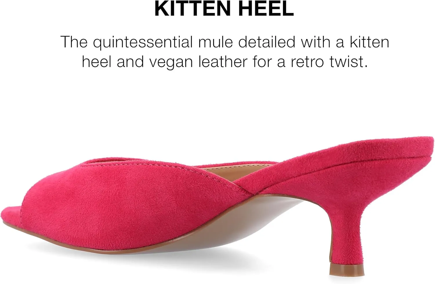 Journee Square Open Toe Kitten Heel Pump for Women - Larna Slip-On Heeled Fashion Sandal
