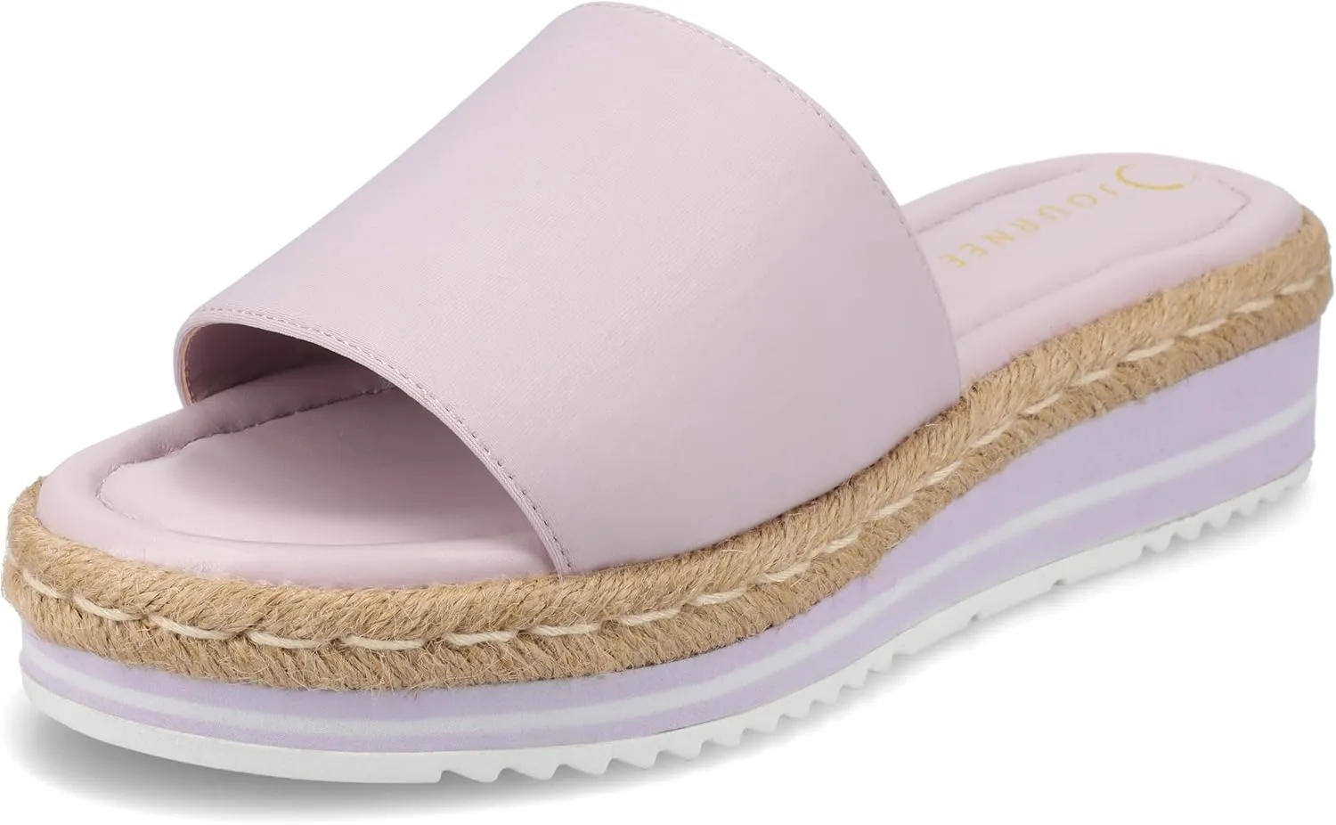 Journee Womens Braided Espadrille Wedge Heel Open Round Toe Slip On Neoprene Rosey Platform Slide Sandal Lilac, 9 Wide
