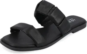 Journee Womens Pegie Tru Comfort Foam Slip On Faux Leather Flat Sandals