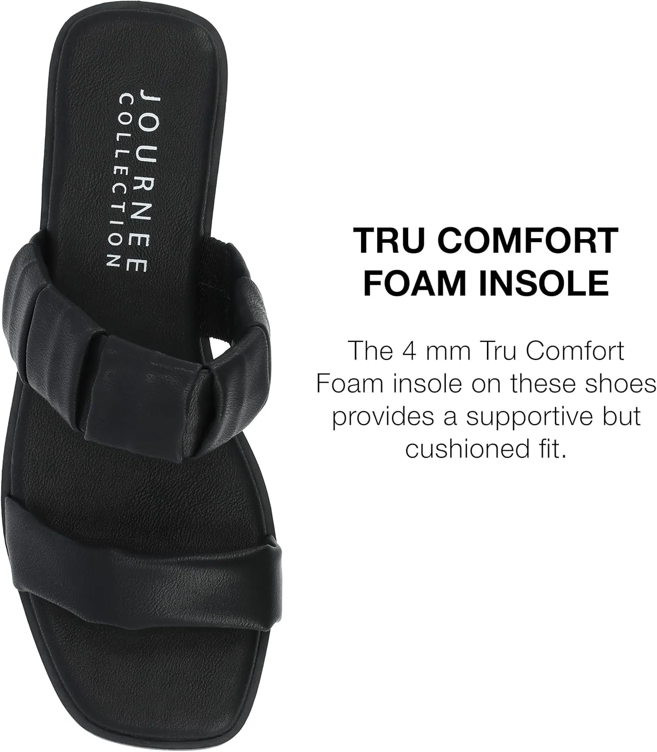 Journee Womens Pegie Tru Comfort Foam Slip On Faux Leather Flat Sandals