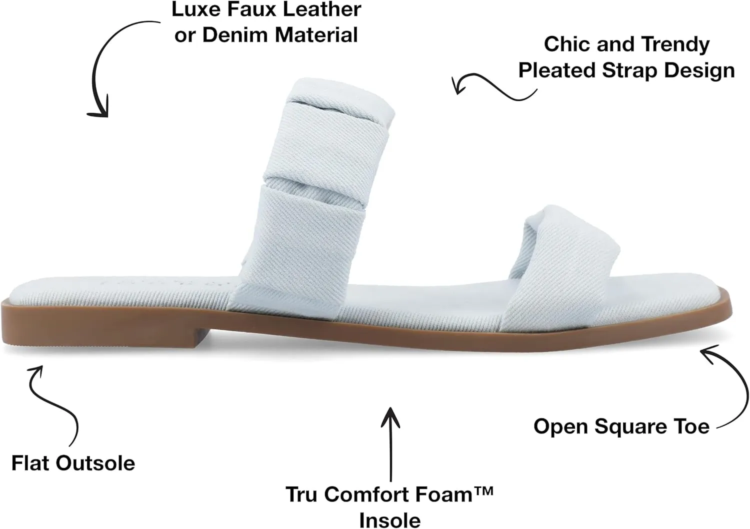Journee Womens Pegie Tru Comfort Foam Slip On Faux Leather Flat Sandals