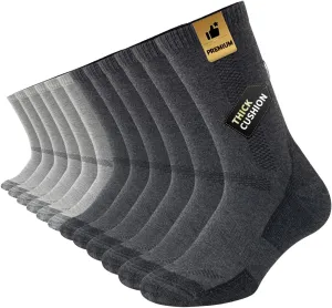 JOYNÉE 6 Pairs Men's Athletic Cushioned Crew Socks Warm Thicker Winter Thermal Moisture Wicking Work Boot Socks Size 10-13