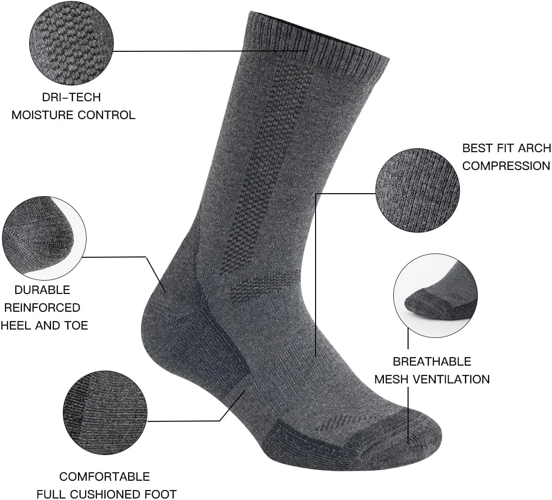 JOYNÉE 6 Pairs Men's Athletic Cushioned Crew Socks Warm Thicker Winter Thermal Moisture Wicking Work Boot Socks Size 10-13
