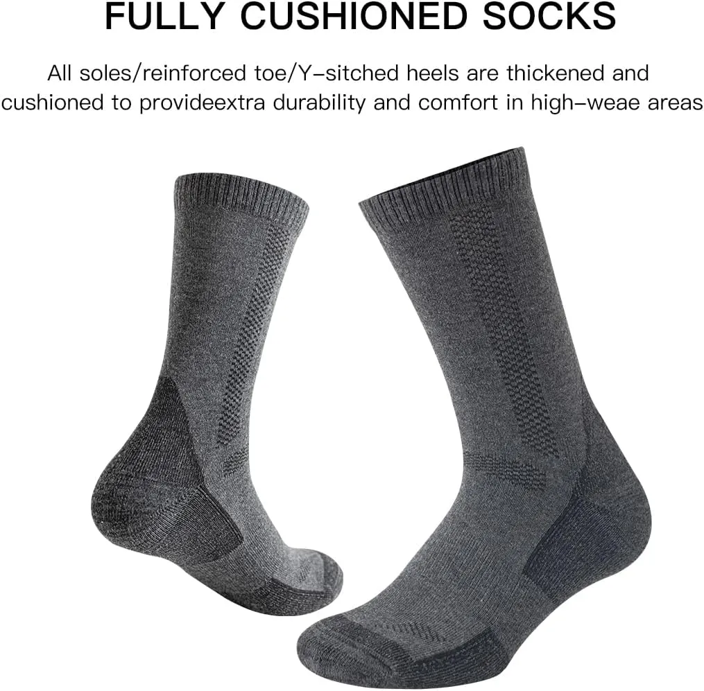 JOYNÉE 6 Pairs Men's Athletic Cushioned Crew Socks Warm Thicker Winter Thermal Moisture Wicking Work Boot Socks Size 10-13