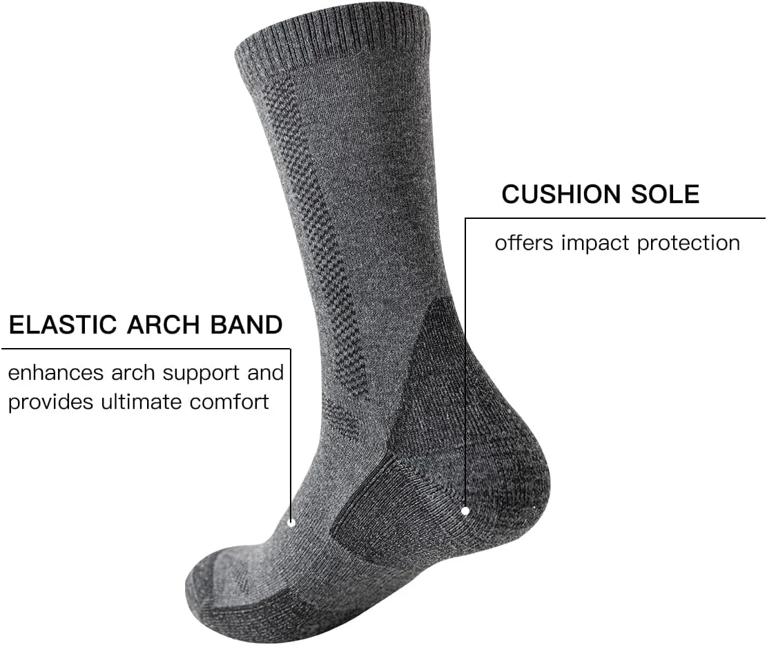 JOYNÉE 6 Pairs Men's Athletic Cushioned Crew Socks Warm Thicker Winter Thermal Moisture Wicking Work Boot Socks Size 10-13