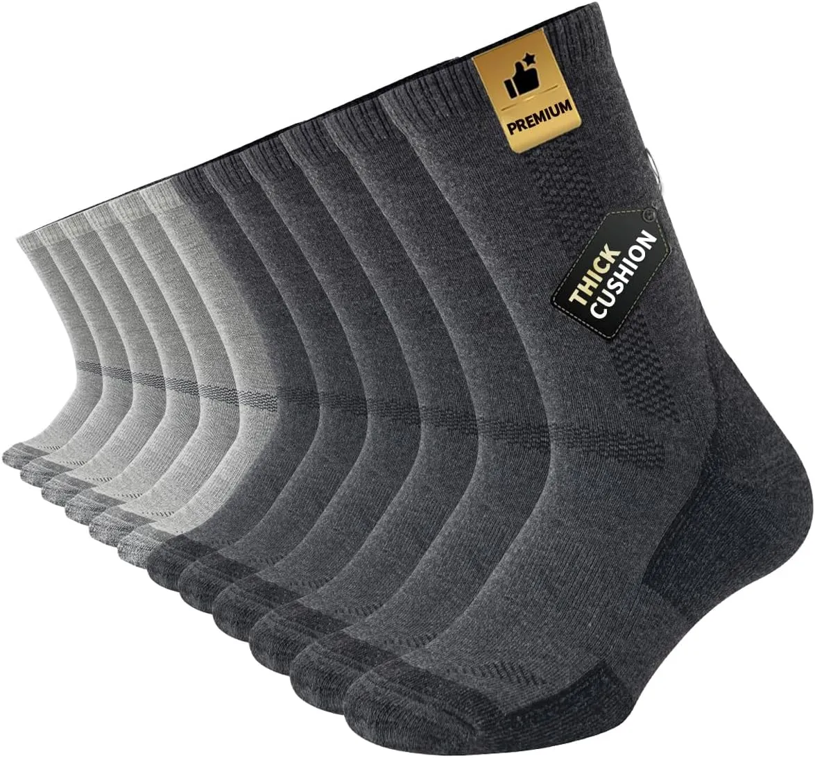JOYNÉE 6 Pairs Men's Athletic Cushioned Crew Socks Warm Thicker Winter Thermal Moisture Wicking Work Boot Socks Size 10-13