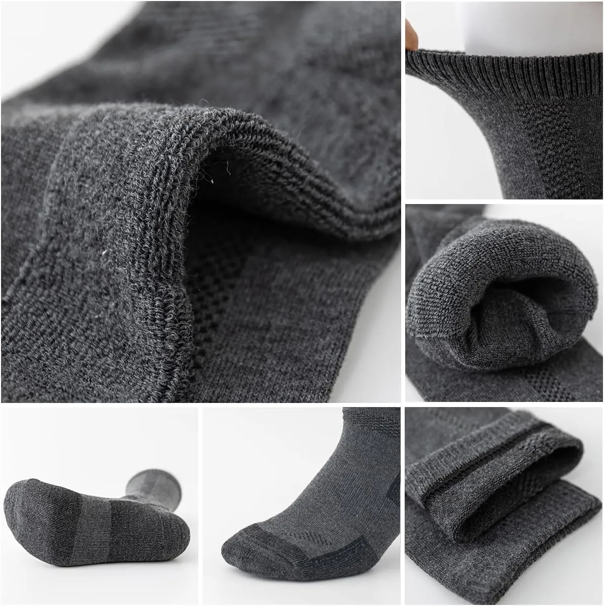 JOYNÉE 6 Pairs Men's Athletic Cushioned Crew Socks Warm Thicker Winter Thermal Moisture Wicking Work Boot Socks Size 10-13
