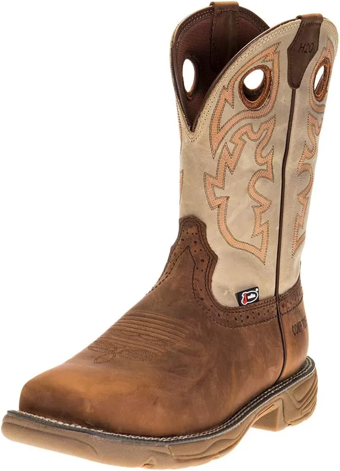 Justin Boot Company Men's Stampede Rush Tan 11" Black Maldova H2O Comp Toe Work Boot Black/Brown 5