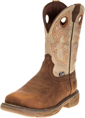Justin Boot Company Men's Stampede Rush Tan 11" Black Maldova H2O Comp Toe Work Boot Black/Brown 5