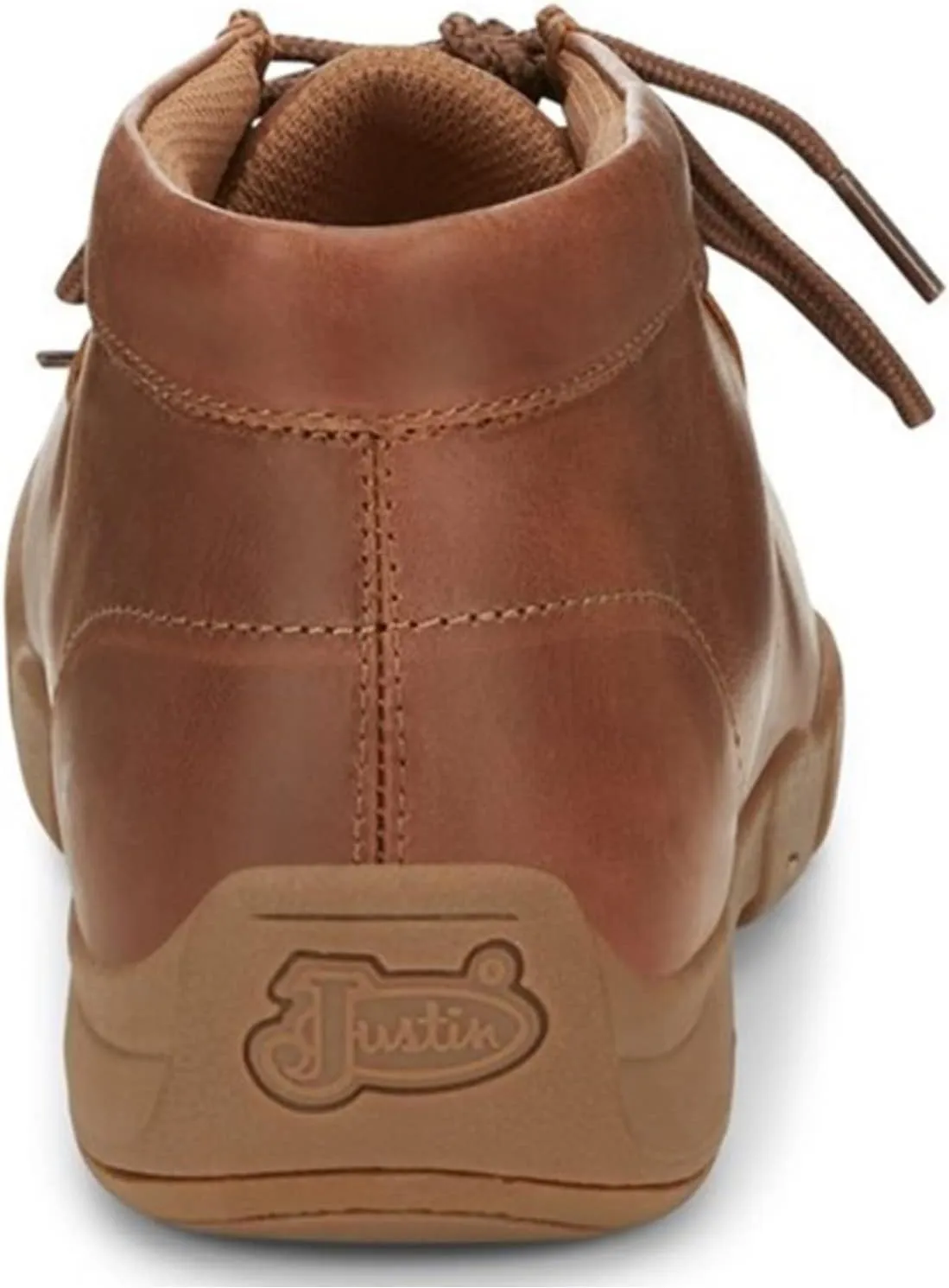 Justin Cappie 4" Work Shoes for Men - Square Toe Full-Grain Leather Moc Toe Work Shoe with Oil- and Slip-Resistant Rubber Outsole, ASTM Rated