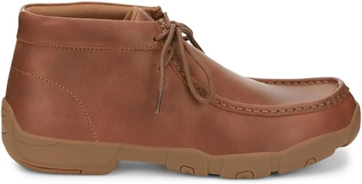 Justin Cappie 4" Work Shoes for Men - Square Toe Full-Grain Leather Moc Toe Work Shoe with Oil- and Slip-Resistant Rubber Outsole, ASTM Rated