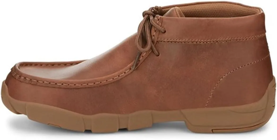 Justin Cappie 4" Work Shoes for Men - Square Toe Full-Grain Leather Moc Toe Work Shoe with Oil- and Slip-Resistant Rubber Outsole, ASTM Rated