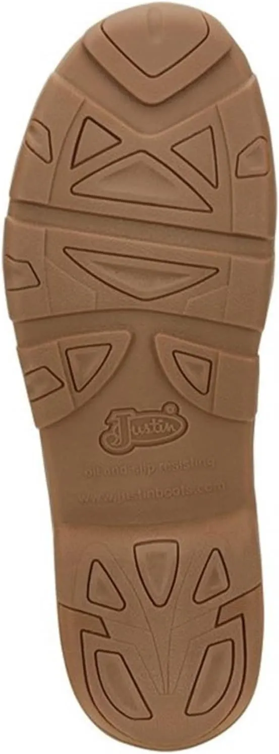 Justin Cappie 4" Work Shoes for Men - Square Toe Full-Grain Leather Moc Toe Work Shoe with Oil- and Slip-Resistant Rubber Outsole, ASTM Rated