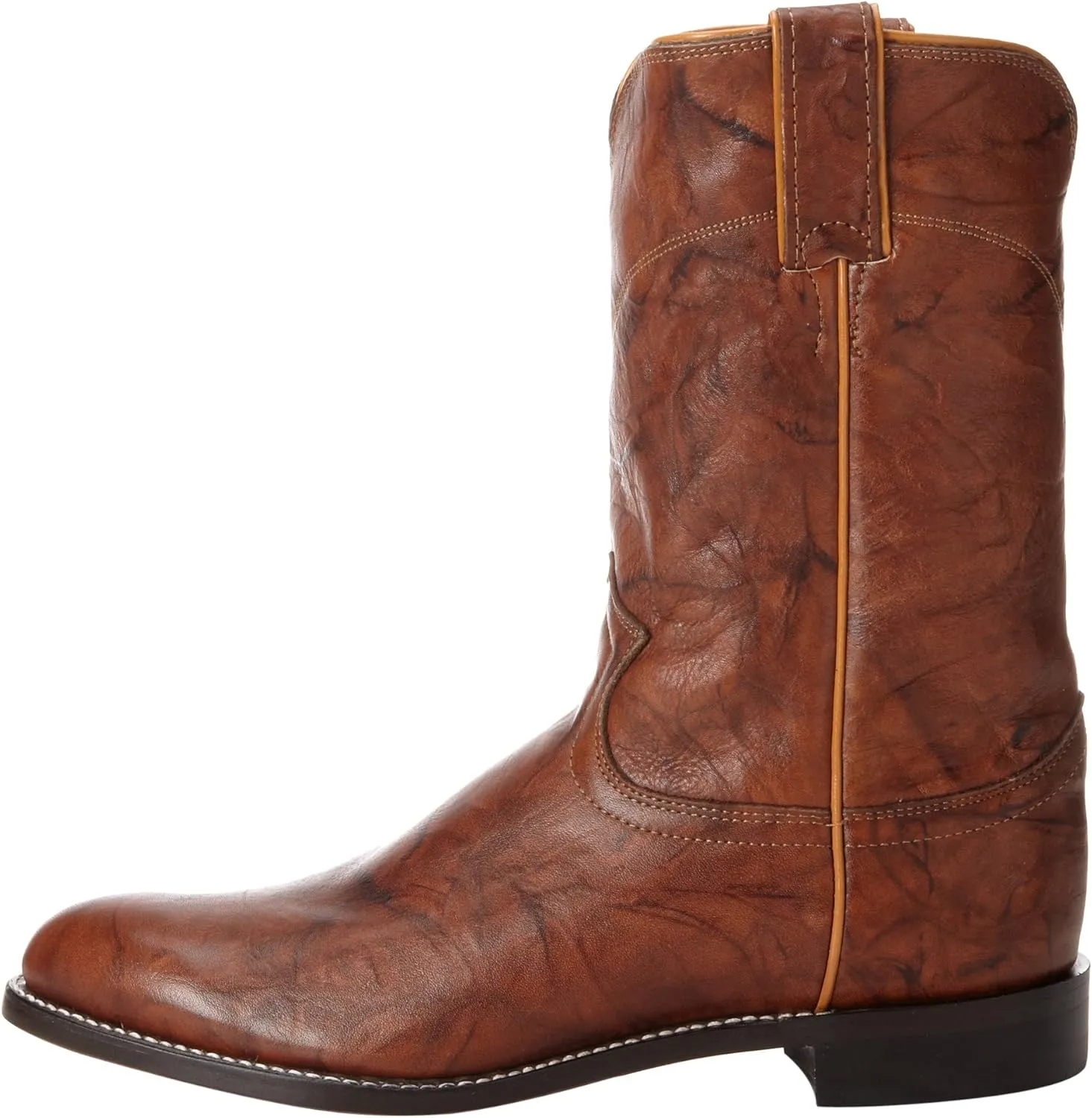 Justin Jackson 10" Roper Cowboy Boots for Men - Round Toe Full-Grain Leather Upper, J-Flex Comfort System, and Hand-Nailed Leather Outsole