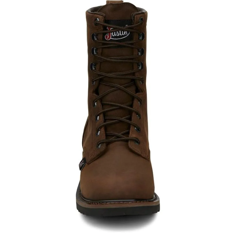 Justin Men's Drywall 8" Waterproof Work Boot, Aged Brown - 8 D
