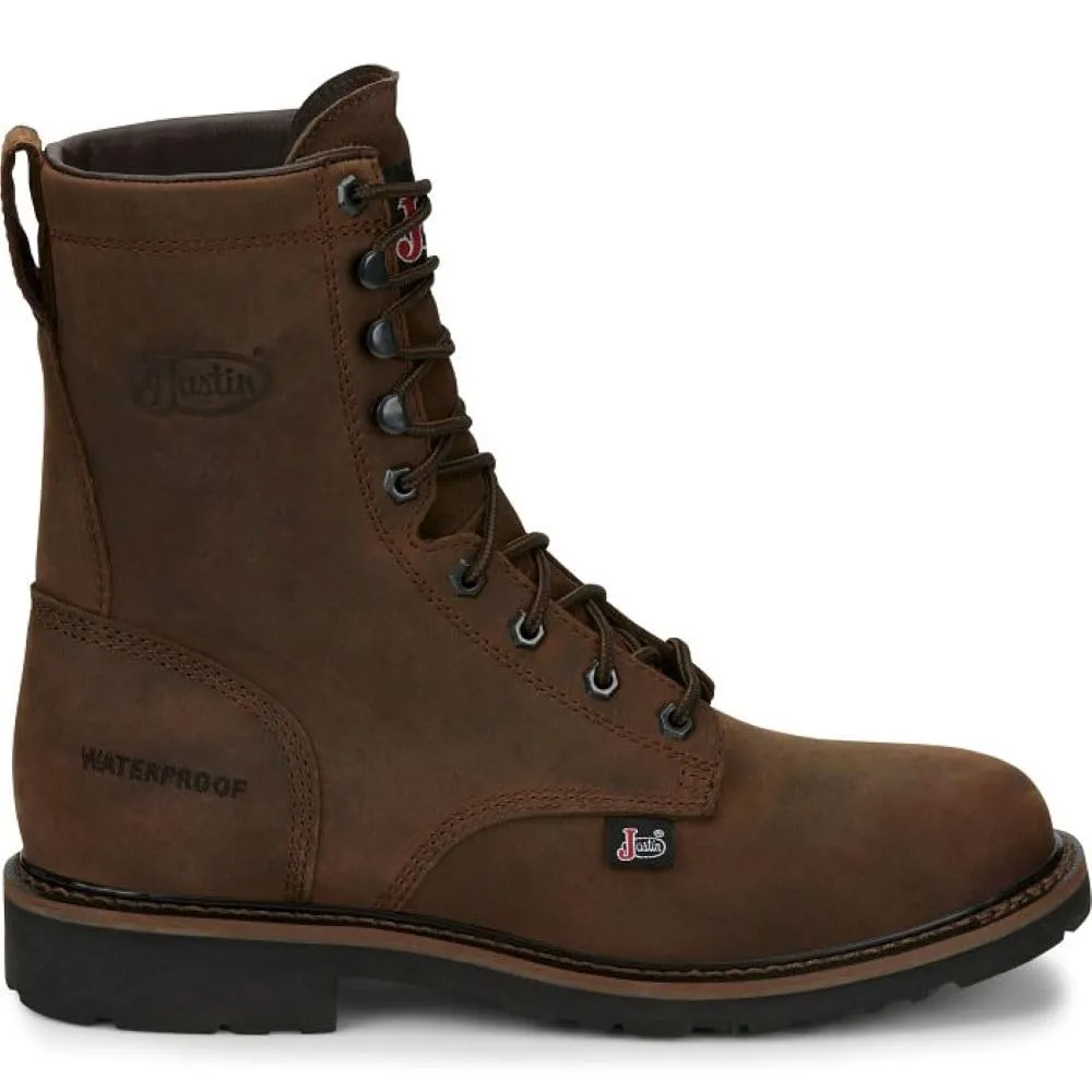 Justin Men's Drywall 8" Waterproof Work Boot, Aged Brown - 8 D