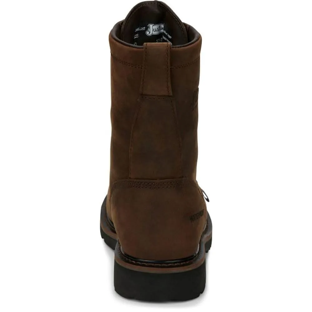 Justin Men's Drywall 8" Waterproof Work Boot, Aged Brown - 8 D