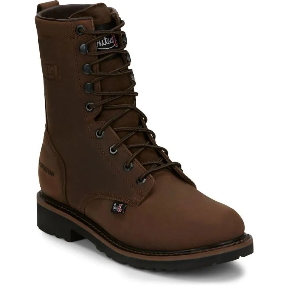 Justin Men's Drywall 8" Waterproof Work Boot, Aged Brown - 8 D