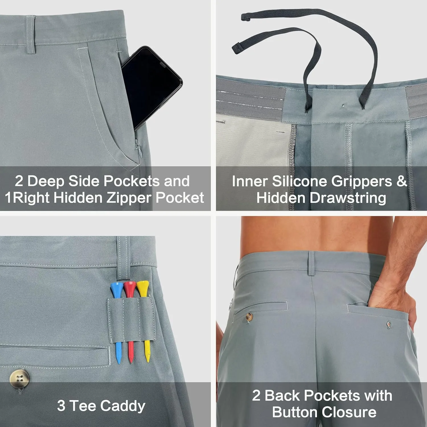 JWM Mens 7"/9" Stretch Golf Shorts - Lightweight Hybrid Casual Dress Work Flat Front Shorts with 5 Pockets Quick Dry UPF50