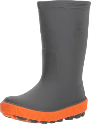 Kamik Kids Riptide (Toddler/Little Kid/Big Kid) - Boots for Kids - Pull-on Rainboots - Contrasting Midsole Charcoal 1 Little Kid M
