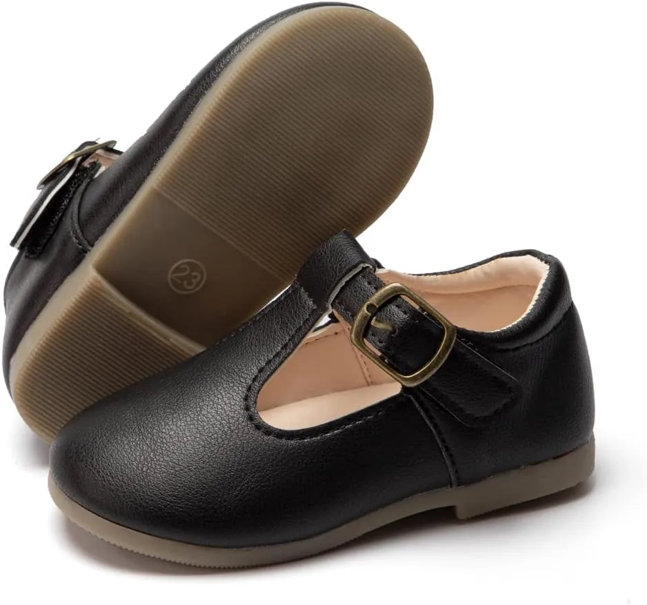 Kannior Toddler Little Girl Mary Jane Dress Shoes Wedding Baptism Princess Ballet Flats Easter Party School Bowknot Loafer Shoe
