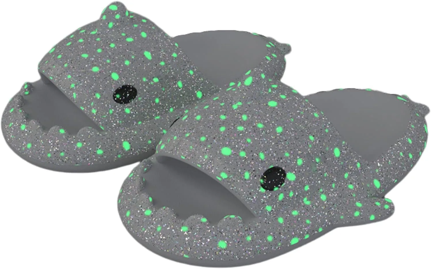 Kapley Galaxy Shark Slides Glow In The Dark, Cloud Starry Sky Luminous Shark Slides for Women Men