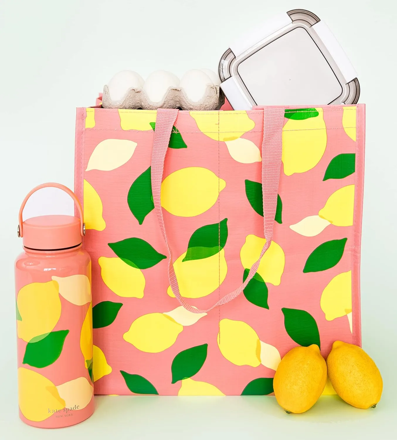 Kate Spade New York Reusable Shopping Bag, Grocery Tote with Shoulder Straps, Large Collapsible Tote