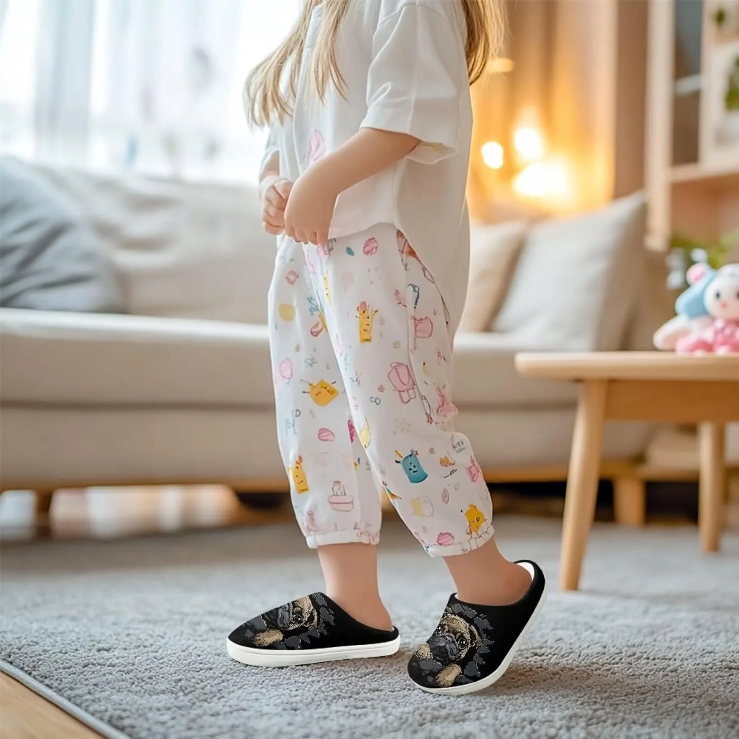 Kids Fluffy Slippers Girls Boys House Slippers Bedroom Non Slip Home Slippers Size 9-15