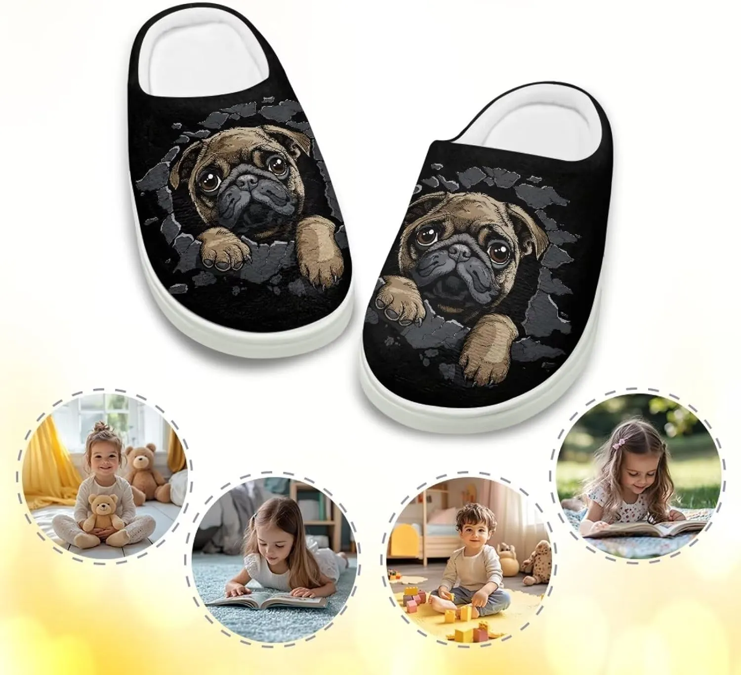 Kids Fluffy Slippers Girls Boys House Slippers Bedroom Non Slip Home Slippers Size 9-15
