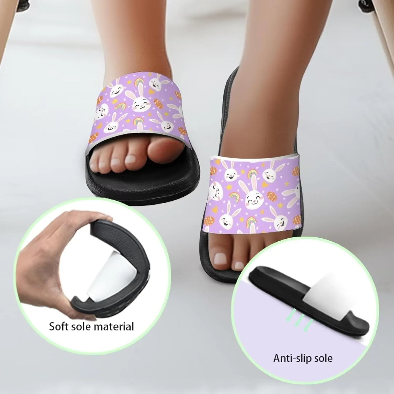 Kids Slides Boys Girls Shower Slippers Slip on Slide Sandals Non-slip Summer Beach Pool Shoes