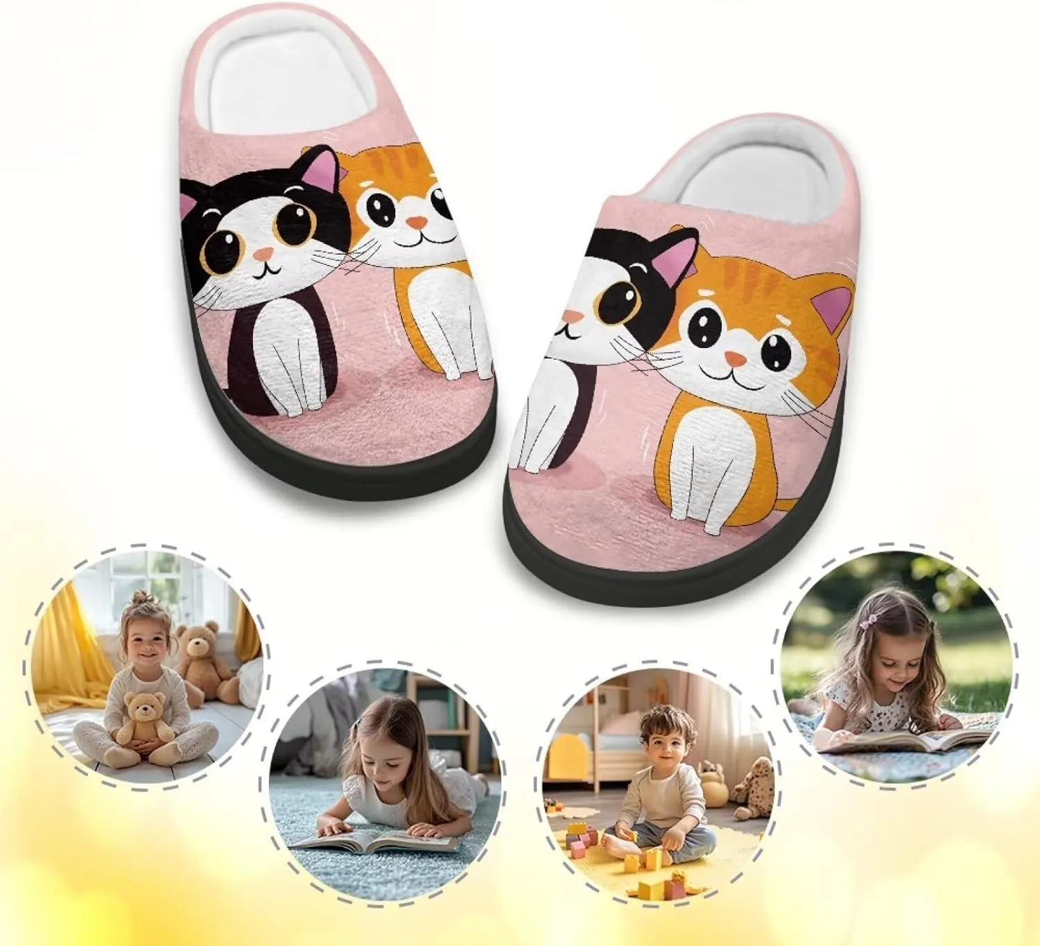 Kids Slip-On Fuzzy House Slipper Outdoor Cozy Non-Slip Slippers Warm Cute Slippers for Toddler Boys GirlsLittle kids US 9-15