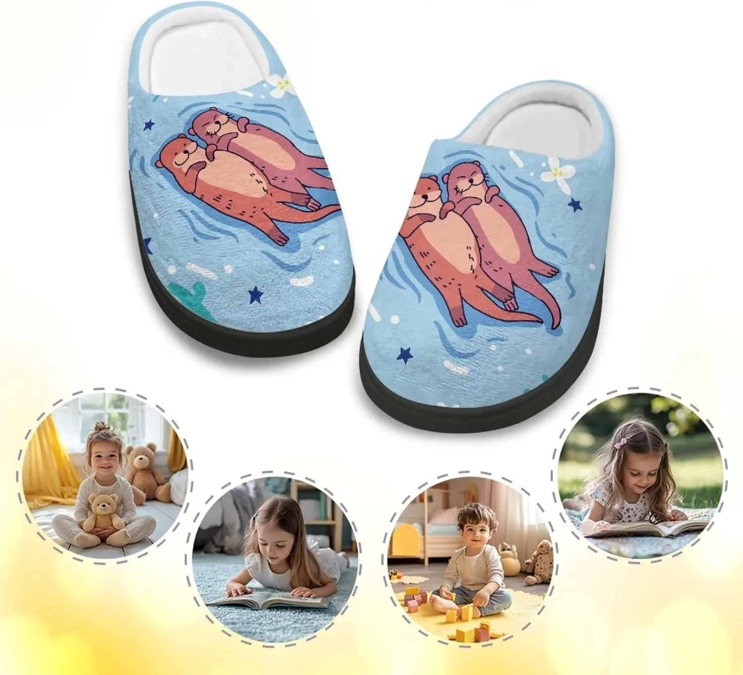 Kids Slip-On House Slipper Fuzzy Soft Non-Slip Outdoor Slippers Warm Comfortable Fluffy Slippers for Toddler US 9-15