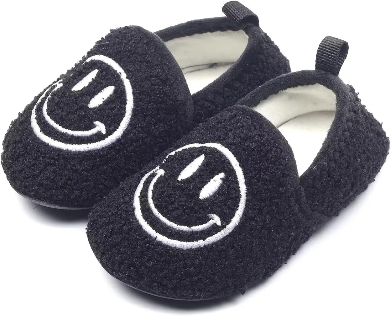 Kids Slippers Toddler Smile Face House Slippers Indoor Home Non-Slip Rubber Sole Shoes Warm Cozy Socks