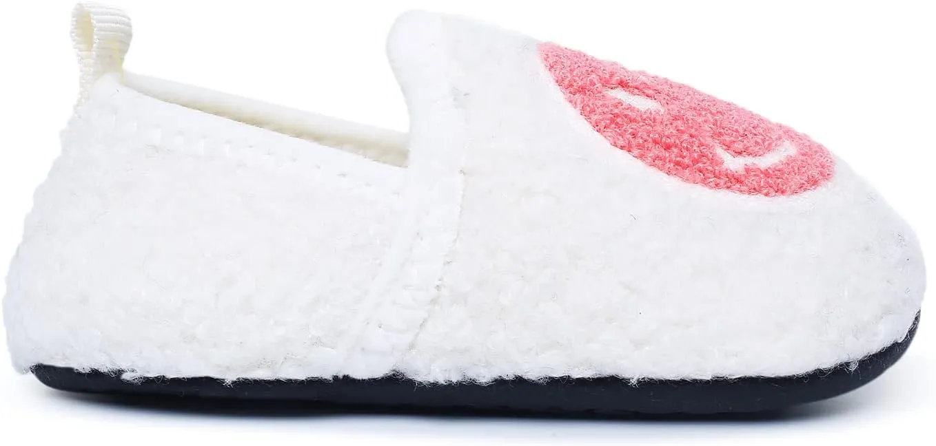 Kids Slippers Toddler Smile Face House Slippers Indoor Home Non-Slip Rubber Sole Shoes Warm Cozy Socks
