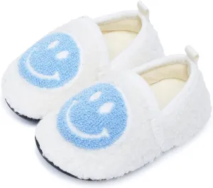 Kids Slippers Toddler Smile Face House Slippers Indoor Home Non-Slip Rubber Sole Shoes Warm Cozy Socks