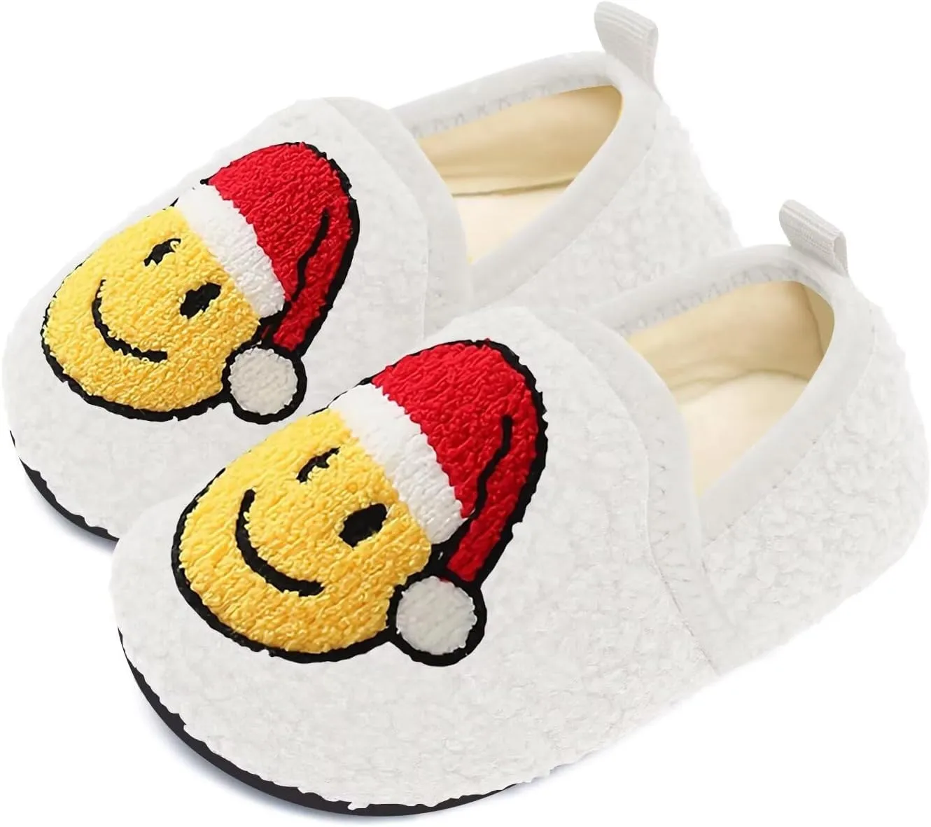 Kids Slippers Toddler Smile Face House Slippers Indoor Home Non-Slip Rubber Sole Shoes Warm Cozy Socks