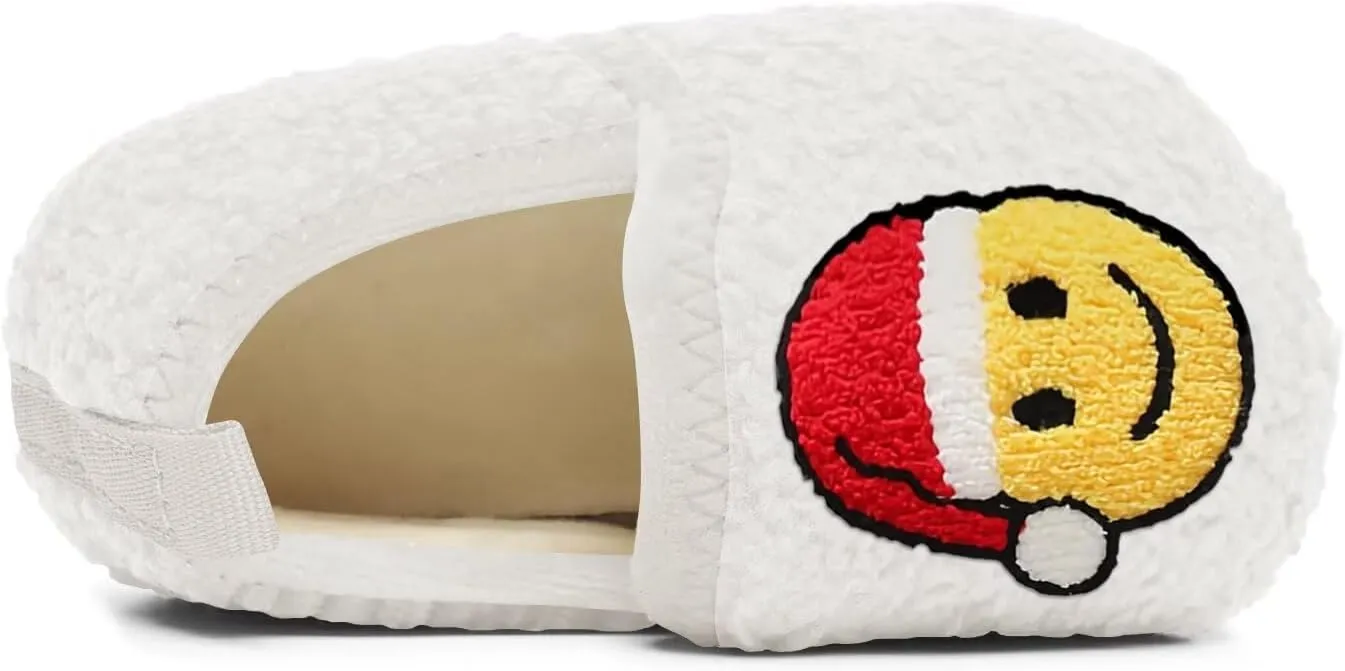 Kids Slippers Toddler Smile Face House Slippers Indoor Home Non-Slip Rubber Sole Shoes Warm Cozy Socks