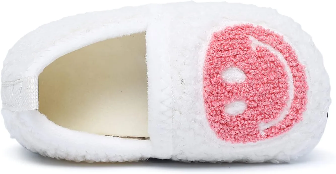 Kids Slippers Toddler Smile Face House Slippers Indoor Home Non-Slip Rubber Sole Shoes Warm Cozy Socks