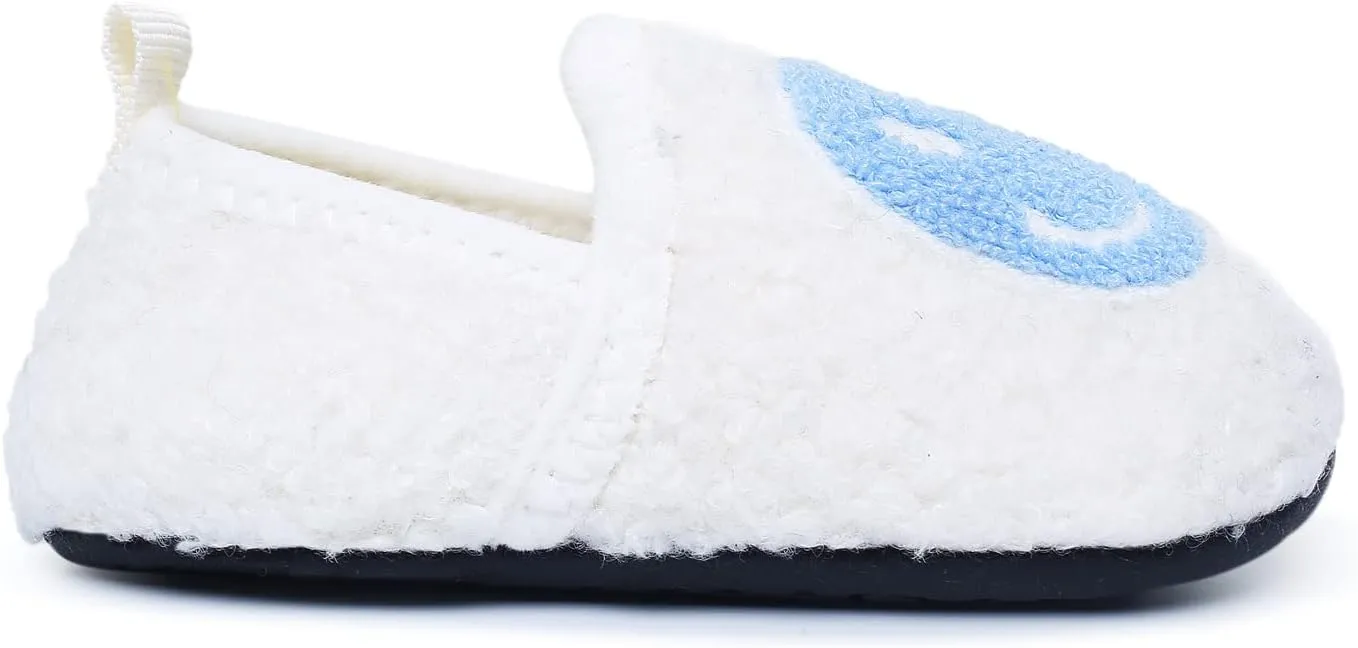 Kids Slippers Toddler Smile Face House Slippers Indoor Home Non-Slip Rubber Sole Shoes Warm Cozy Socks