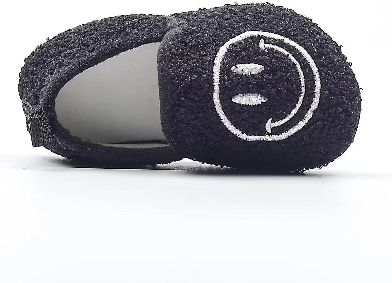 Kids Slippers Toddler Smile Face House Slippers Indoor Home Non-Slip Rubber Sole Shoes Warm Cozy Socks