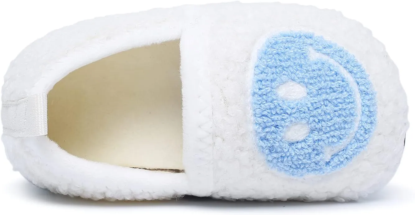 Kids Slippers Toddler Smile Face House Slippers Indoor Home Non-Slip Rubber Sole Shoes Warm Cozy Socks