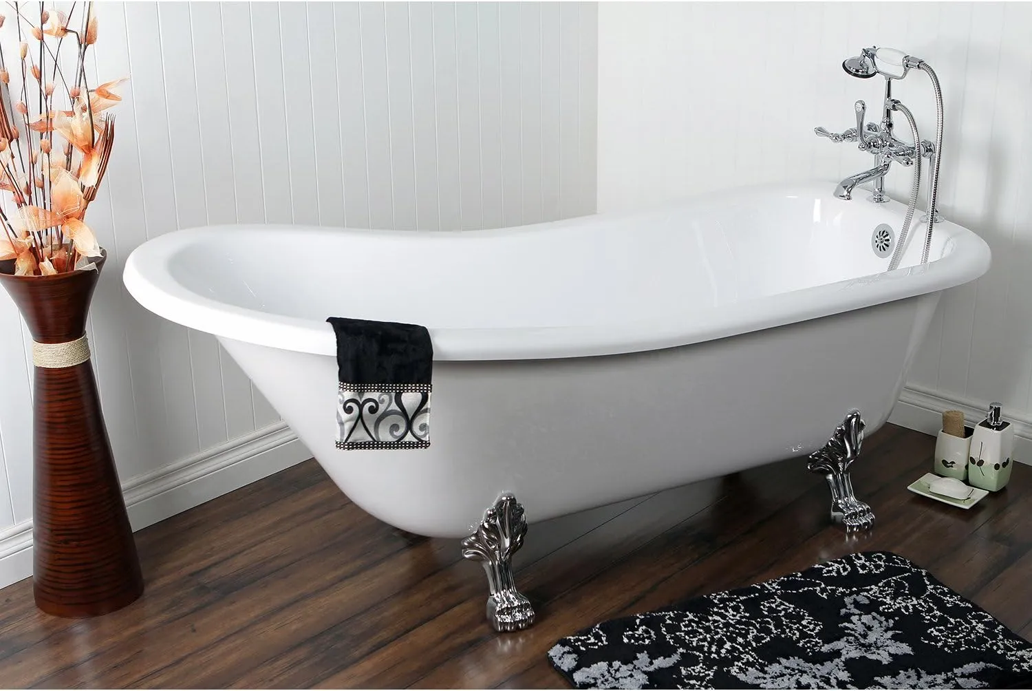 Kingston Brass VTDE692823C1 Aqua Eden Clawfoot Tub, White/Polished Chrome