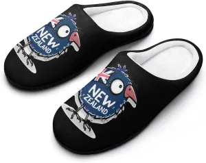 Kiwi Bird New Zealands Flag Mens Slippers Casual Slip On Warm House Shoes with Rubber Sole Indoor Outdoor