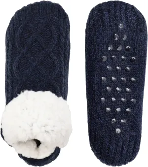 Koreshion Women Knitted Slipper Socks Cozy Sherpa Fuzzy Socks Non Slip Socks Winter Indoor Double Layer Bedroom Slipper Socks