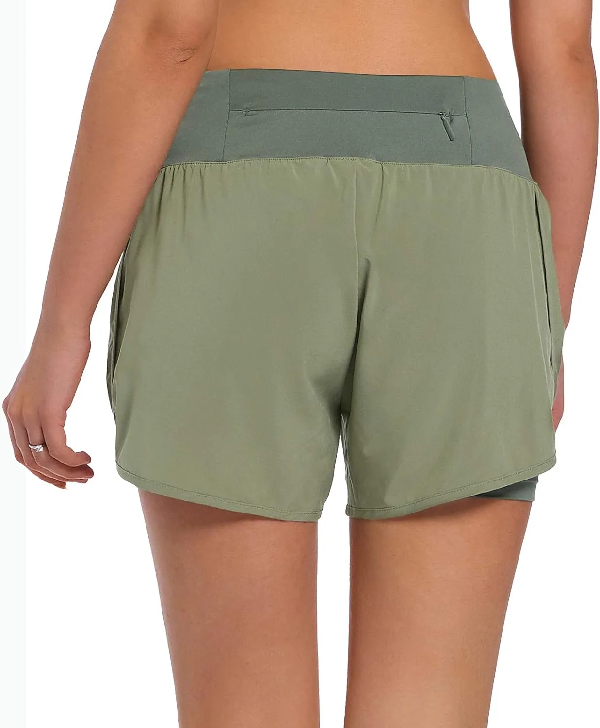 Ksmien Women's 2 in 1 Running Shorts - Lightweight Athletic Workout Gym Yoga Shorts Liner with Phone Pockets